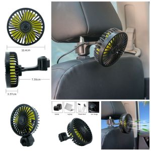 Quạt mát ghế sau xe hơi nguồn 5v cùng 3 tốc độ gió mạnh xoay 360 độ gấp gọn siêu bền mẫu mới phụ kiện đồ chơi xe hơi