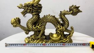Tượng rồng cầm ngọc bằng đồng loại đẹp sắc nét dài 40cm cao 24cm rộng 11cm nặng 4kg