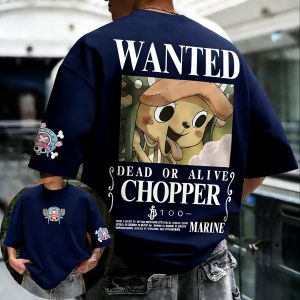 Bandai | ONE PIECE Anime Chopper Joint Cotton T-shirt 2026 Summer New Mens and Womens Loose Casual Street Hip Hop Short Sleeved Top