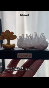 🤍❄️ 冰针白水晶簇 ❄️🤍Ice Needle Quartz Cluster 🆓 套装附送: 🌳金黄发财树&底座