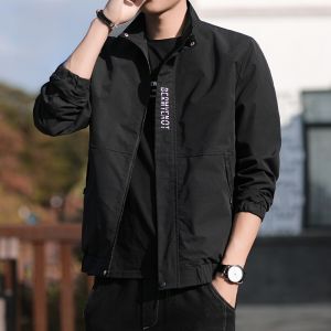 ROMON | แจ็คเก็ตผู้ชาย Romon ฤดูใบไม้ผลิและฤดูใบไม้ร่วง ทรงหลวม ปกตั้ง แจ็คเก็ตแบบลำลอง กันลม แจ็คเก็ตแบบสวมหัว แจ็คเก็ตแบบสวมหัว