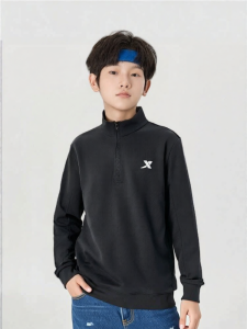 XTEP | Áo Hoodie Thể Thao Cổ Đứng Tay Dài Hở Trước cho Bé Trai và Bé Gái