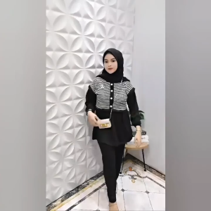 SETELAN WANITA MODEL TERBARU ALCA SET / SETELAN SALUR KATUN PREMIUM/ SETELAN SALUR KANCING BUSUI