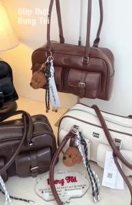 Túi nữ đeo quai size 29 quai đôi form hình thang bầu chất da dày dặn kèm CHARM full màu