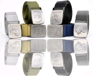 Ikat Pinggang Nylon Canvas Impor Kepala Besi Sabuk Kanvas Kepal metal Premium