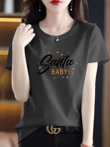 First-Line Brand High Quality Pure Cotton round Neck Short Sleeve T-shirt Womens Summer K-style Loose Leisure Slimming Tops Ins Fashion