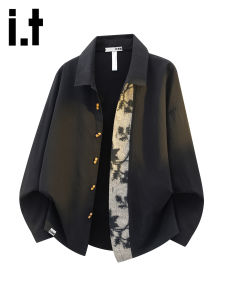 izzue | Icy Silk Thin Collared Patchwork Leisure Shirts