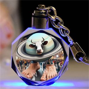 Luminous Crystal Keychain Stick Figure Creative Gift for Boys And Girls Foreign Mountain Sea Classic Inspired Design