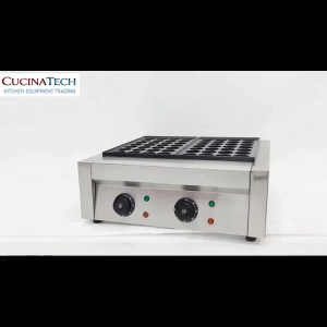 Electric Takoyaki Maker Machine Double Pan Cast Iron Plate 56 Holes Heavy Duty
