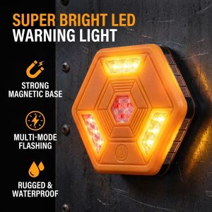 Orange LED Road Flare Warning Light Multifunctional Emergency Flashing Light Roadside Safety Beacon Magnetic Need AA Battery