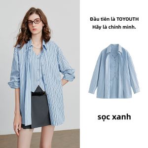 Toyouth | Áo Sơ Mi Nữ Sọc Tầng Lớp Màu Hồng Chất Liệu Lyocell Cotton