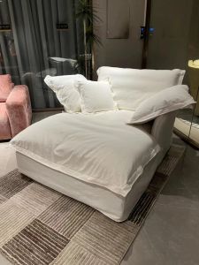 Nordic Simple Comfortable Cotton and Linen Fabric Straight Row Sofa Small Apartment Japanese Style Removable and Washable Silent Style Bedroom Chaise Longue