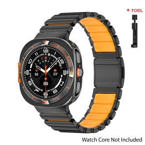 Titanium Rubber Strap+Metal Case For Samsung Galaxy Ultra 2025 47mm Metal Magnetic Business Alloy+PC Hard Cover Watch 7 Ultra 47