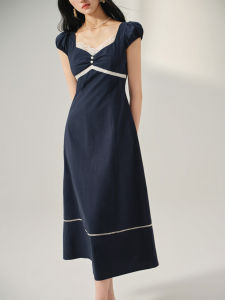 Cotton Lace Heart-Neck Short Sleeve Dress