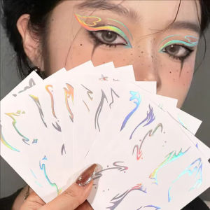 Dorisna สติกเกอร์อายไลเนอร์สำหรับใบหน้าสติ๊กเกอร์รูปตาเลเซอร์สติกเกอร์ตกแต่งโลหะการตกแต่ง DIY แต่งหน้างานปาร์ตี้เทศกาล