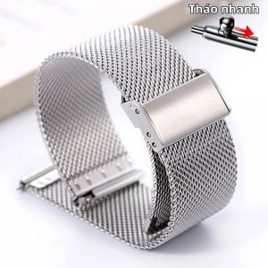 Dây Đeo Đồng Hồ Milanese Tháo Nhanh 18/20/22mm Chất Liệu Thép Không Gỉ Kiểu Lưới Dành Cho Nam Nữ Tương Thích Với Omega DW Seiko - Màu Bạc Đen Vàng Hồng