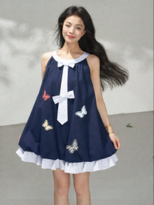 KEIKO | Sweet Cool Style Butterfly Applique Sleeveless Puff Dress