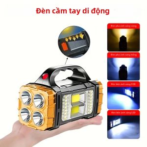 Đèn Pin Năng Lượng Mặt Trời Sạc Lại Được Độ Sáng Cao Đèn Làm Việc Cầm Tay Với 4 Chế Độ Tích Hợp Pin Dự Phòng Đèn COB Bên Cạnh Dùng Cho Cắm Trại Khẩn Cấp Sử Dụng Ngoài Trời