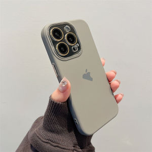 CrashStar With Logo With Glass Lens Film Liquid Silicone Soft Shockproof Phone Case For iPhone 16 15 14 Pro Max Plus 13 12 11 Pro Max Solid Color Phone Casing Cover With Velvet Inside With Full Cover Camera Protection