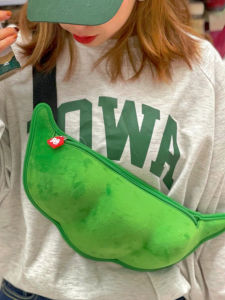 Cute Pea Creative Single Shoulder Bag for Women Soft Korean Style Velvet Bag Casual Leisure Pure Color Zipper Closure Crossbody Bag