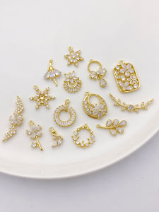 Gold-plated CZ Flower Snowflake Pendant Charm