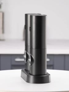 cliton | Portable Adjustable Electric Pepper Mill Battery-operated Automatic Salt and Pepper Grinder Set with Led Light