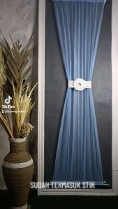 Gorden Jendela Minimalis Tali Ikat Gorden Kupu-Kupu Polos Tinggi 150 cm