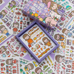 50-Piece Sticker Set Cute Cartoon Character Girls Heart Series Paper Craft Supplies Decorative Stickers Gift Box