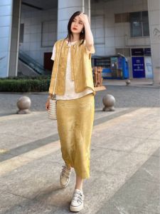 ชุดเสื้อกั๊กจีนใหม่สำหรับผู้หญิง ชุดกระโปรงสั้นพิมพ์ลายฤดูร้อน 2025 ชุดสองชิ้น ชุดแฟชั่นสุดหรู ชุดทำงาน ชุดแฟชั่น