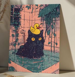 Acrylic Paint By Numbers Bathroom Black Cat Painting By Numbers on Canvas Coloring By Number for Adults Paint Digital Art