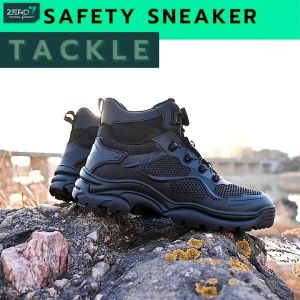 รองเท้าเซฟตี้ TACKLE สไตล์แทคติคอล หัวบิคล็อค ไม่ต้องผูกเชือก หัวเหล็กกันชน พื้นยางกันลื่น รูปแบบปกติ