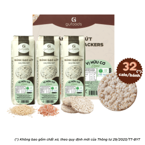 Bánh gạo lứt Hữu cơ GUfoods - Thành phần gạo lứt organic Không đường Không chiên dầu Lành mạnh Phù hợp Eat clean Ăn vặt healthy Thực dưỡng Tập gym Thuần chay