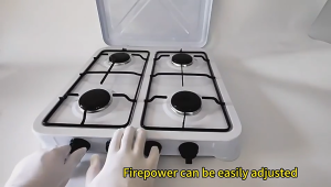 Portable 4 Burner Outdoor Gas Stove 4 Burners Gas Stove Desktop Gas Stove with Cover Stainless Steel Gas Stove Energy Saving High Efficiency for Various Pots Suitable for Family Camping Picnics
