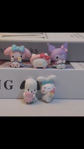 Bộ 5 Mô Hình Melody Kuromi Chó PachaCinna Hello Kitty Siêu Cute Mô Hình Mini 4cm Decor Trang Trí
