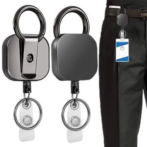 Heavy Duty Retractable Metal Wire Keychain Pull Badge Reel ID Lanyard Name Tag Card Badge Holder Reel Key Ring Outdoor Tool Gift