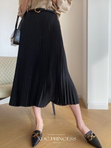 ส่งออกออเดอร์เกาหลีไม่แพ้สินค้าสูงพันหยวน! กระโปรงจับจีบทรงเอเอวยางยืดกระโปรงยาวครึ่งตัวผู้หญิงฤดูใบไม้ผลิฤดูร้อน