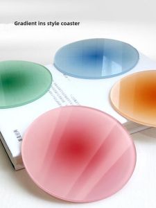 Thickened Acrylic Cup Mat Color Gradient Heat Resistant Insulation Pad for Coffee And Tea Ceremony round Shape European Style