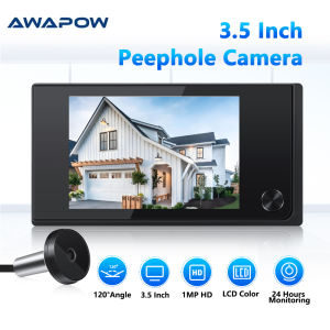 Awapow Door Peephole Camera Video Doorbell 3.5 Inch Digital Door Viewer 120° LCD Color Screen Monitor Home Security No Need WiFi