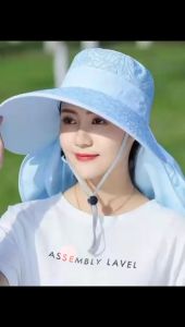 Topi Visor Dengan Cadar Masker Penutup Muka & Topi Pantai Wanita Fashion Summer Hat Terbaru
