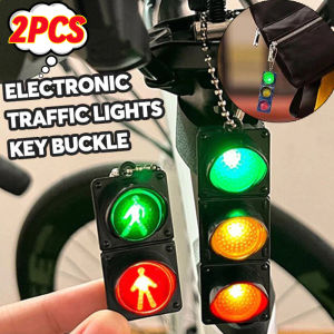 2PCS Mini Traffic Light Keychain Creative Light-Emitting Bag Pendant Pedestrian Light Fashion Car Keyring Adults Kids Gift