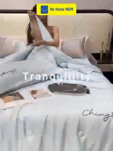 Bộ ga giường 5 món cao cấp lụa thái SERENA chính hãng bộ chăn ga ra grap drap gối nệm đệm trải phủ bọc giường mát lạnh 5 món lụa thái người lớn chần bông cao cấp full combo - hệ thống nệm