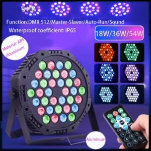 18 36 54LED DJ color changing stage light spotlight disco light DMX512 RGB LED professional stage lighting effect projector light with remote control suitable for wedding ktv bar party Christmas decoration par light