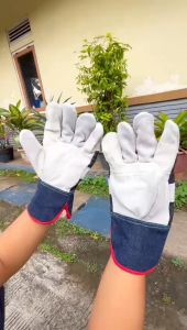 [12 PASANG] SARUNG TANGAN KOMBINASI KULIT TYPE KWL [ KRASTING ] - SARUNG TANGAN LAS - Fitter Gloves