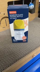 【Aynmer】Mintutu Baby Glass Feeding Bottle Anti Flatulence Wide Diameter High Temperature Resistant 80-160ML