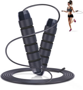 Jump Rope Tangle-Free Rapid Speed Jumping Rope Adjustable Steel Jump Rope Workout with Foam Handles for Fitness Home Exercise