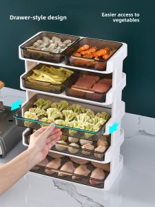 Multi-Layer Kitchen Countertop Organizer Rack Vegetable Preparation Basket Food Storage Box Grid Partitioned Plate Arranger