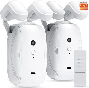 2 Chiếc Dụng Cụ Mở Màn Điện Có Điều Khiển Từ Xa Màu Trắng Có Động Cơ Rèm La Mã/Tu-rail Hoạt Động Tự Động Yên Tĩnh Tự Động Hóa Gia Đình