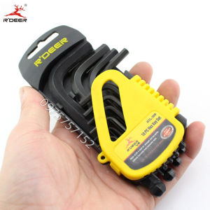 Bộ lục giác đầu bi 10 món ngắn R DEER RTL-309 bộ khóa lục giác bi thép cứng cao cấp CR-V cao cấp xử lý đen bề mặt bộ lục giác ngắn chuyên nghiệp đa năng nhỏ gọn