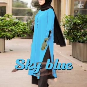 Elegant Round Neck Crepe Tunic Blouse with Lantern Sleeve - IKA