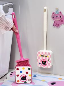 Innovative Toilet Brush Wall-Mounted Household Cleaning Tool No Dead Angles Bathroom Toilet Cleaning Cat Design No Drilling Required